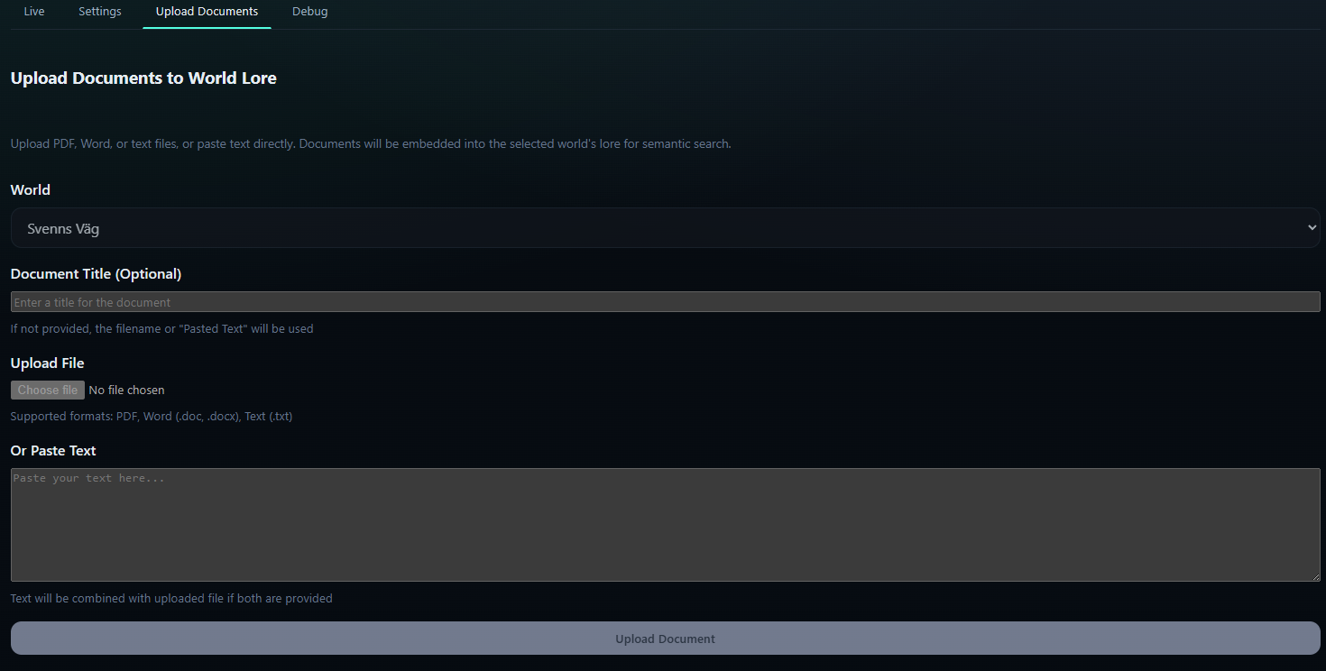 Upload more world lore